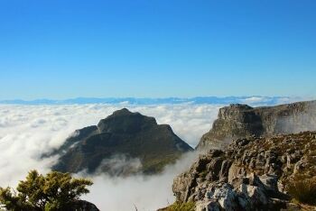 Clouds at top of Table Mountain, Cape Town, Western Cape