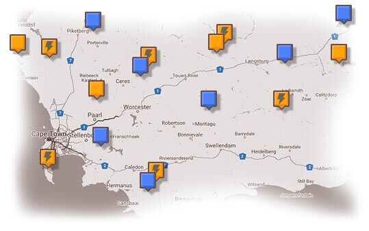 Map of Western Cape Accommodation